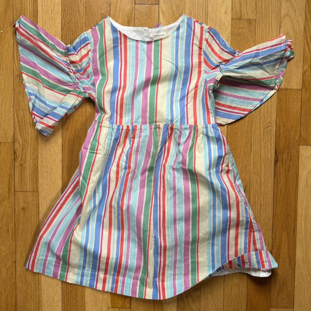 Crewcuts Multicolor Striped Flutter Sleeve Dress